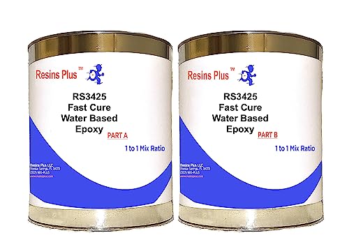 Resins Plus - Garage Floor Coating and Epoxy Kit | Includes All Needed Tools and Materials for DIY Application | RS3425 Fast Cure Water Based Epoxy
