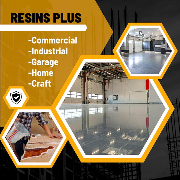 Resins Plus - Garage Floor Coating and Epoxy Kit | Includes All Needed Tools and Materials for DYI Application | RS1210 100% Solids Pigmented Epoxy with Paint Chips